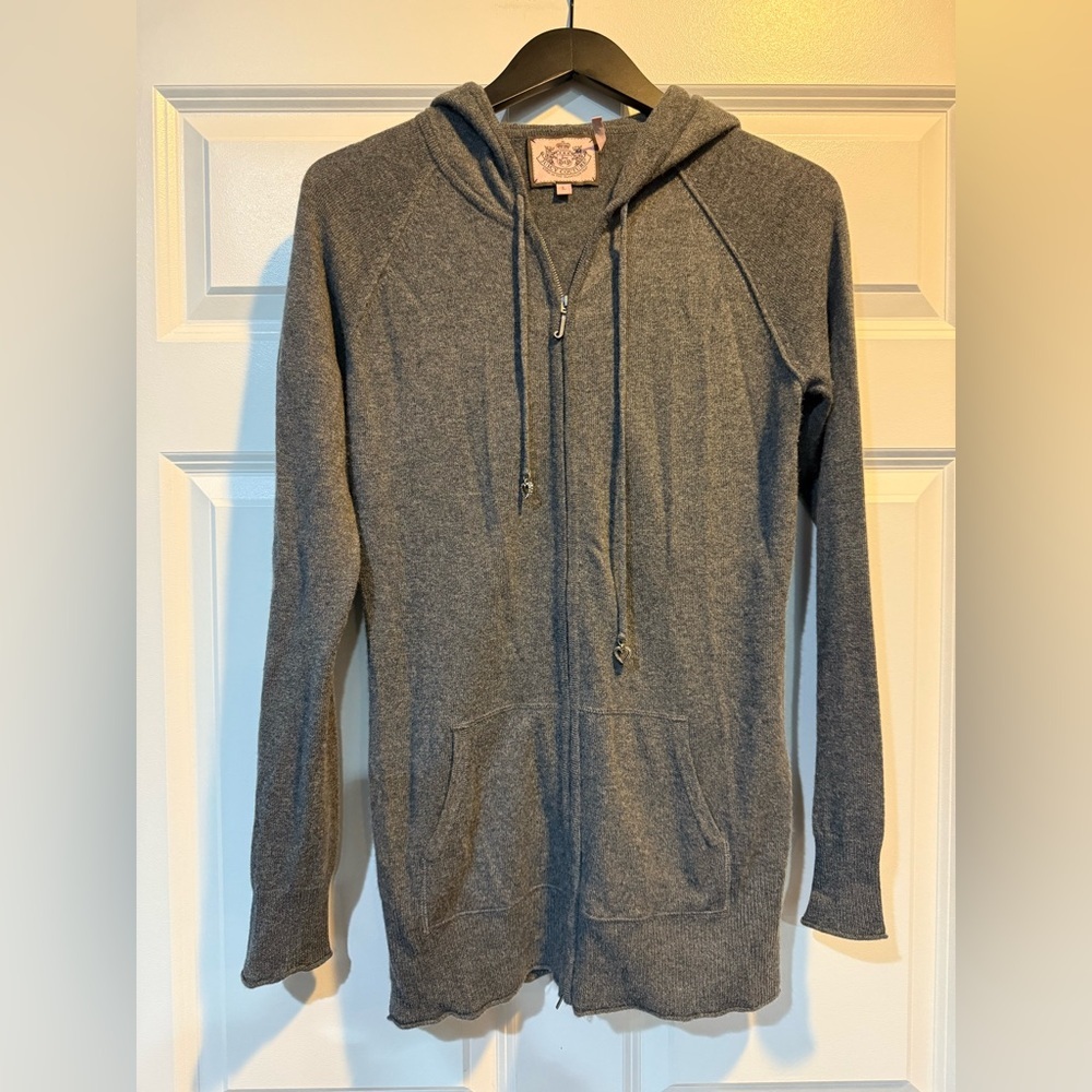 Juicy Couture Vintage Gray Zip-Up Cashmere Hoodie Size Large